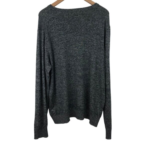 Croft & Barrow Mens Size XL Black/White Flecked V Neck Lightweight Sweater - Picture 2 of 9